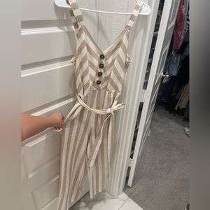 Beige and white romper